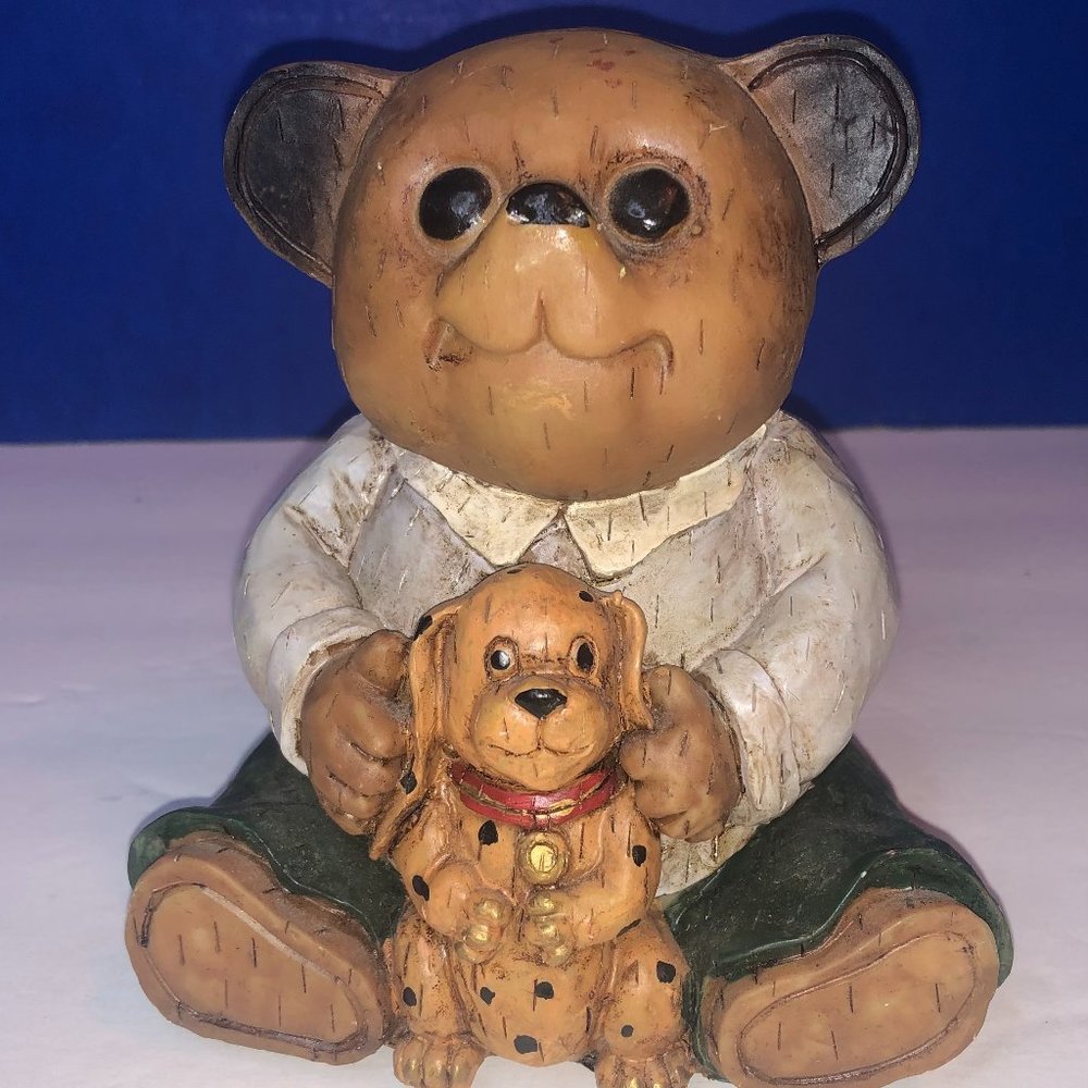 Bear with Puppy Vintage Figurine Woody Bear By Regency Fine Arts Pre-Owned